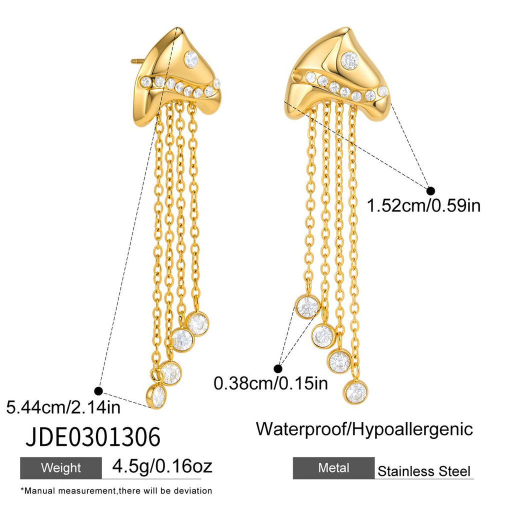 Fish tassel earring length and top dimensions