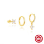 gold plated 925 sterling silver white bead earring set