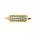 white-background view of rectangular blue-inlay statement ring