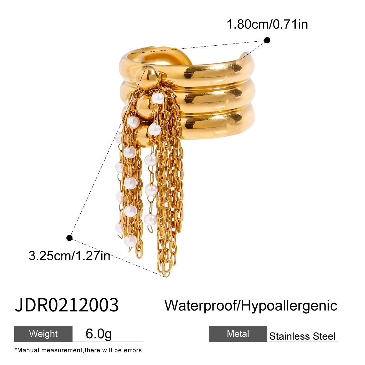 Tassel ring showing open band and measured fringe length