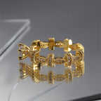 side view of six-prong zirconia setting and open link details