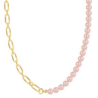isolated half-chain half-bead pink necklace