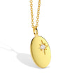 isolated gold plated starburst oval pendant necklace