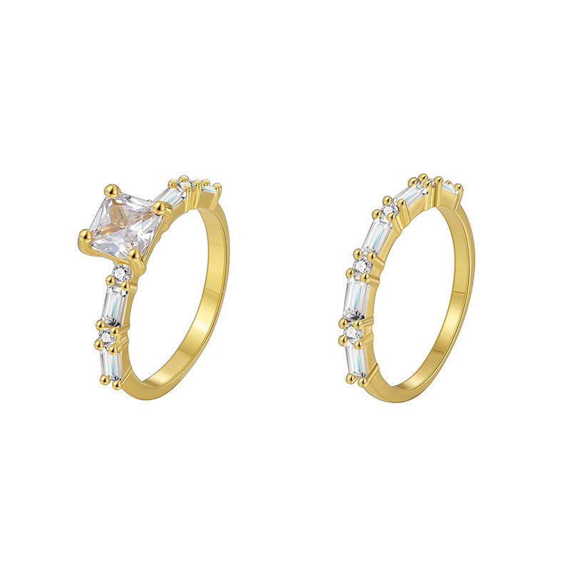 isolated princess-cut solitaire and clear zirconia accent band