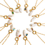 Gold-tone pearl necklace collection front view