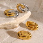 Geometric Stainless Steel Stud Earring Collection styled product view