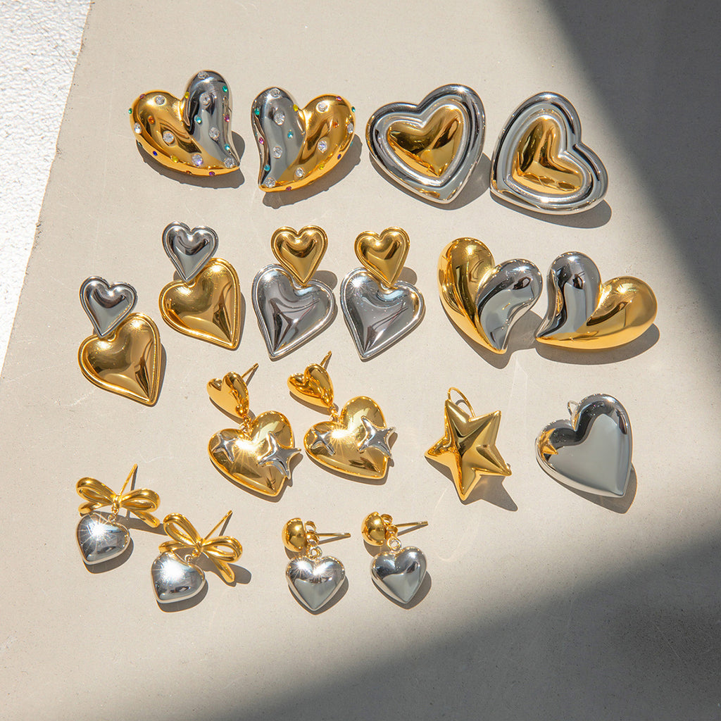 Heart earring assortment including the three selectable two-tone designs