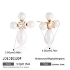 Pearl-look cross stud dimensions and side view