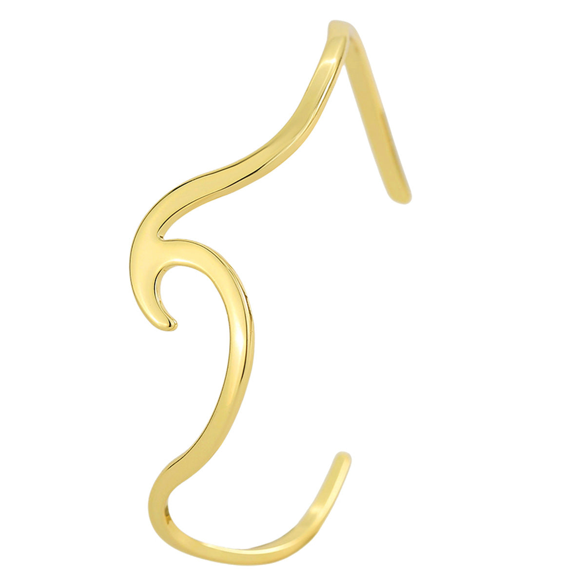 clean front product view of flowing wave open cuff bracelet