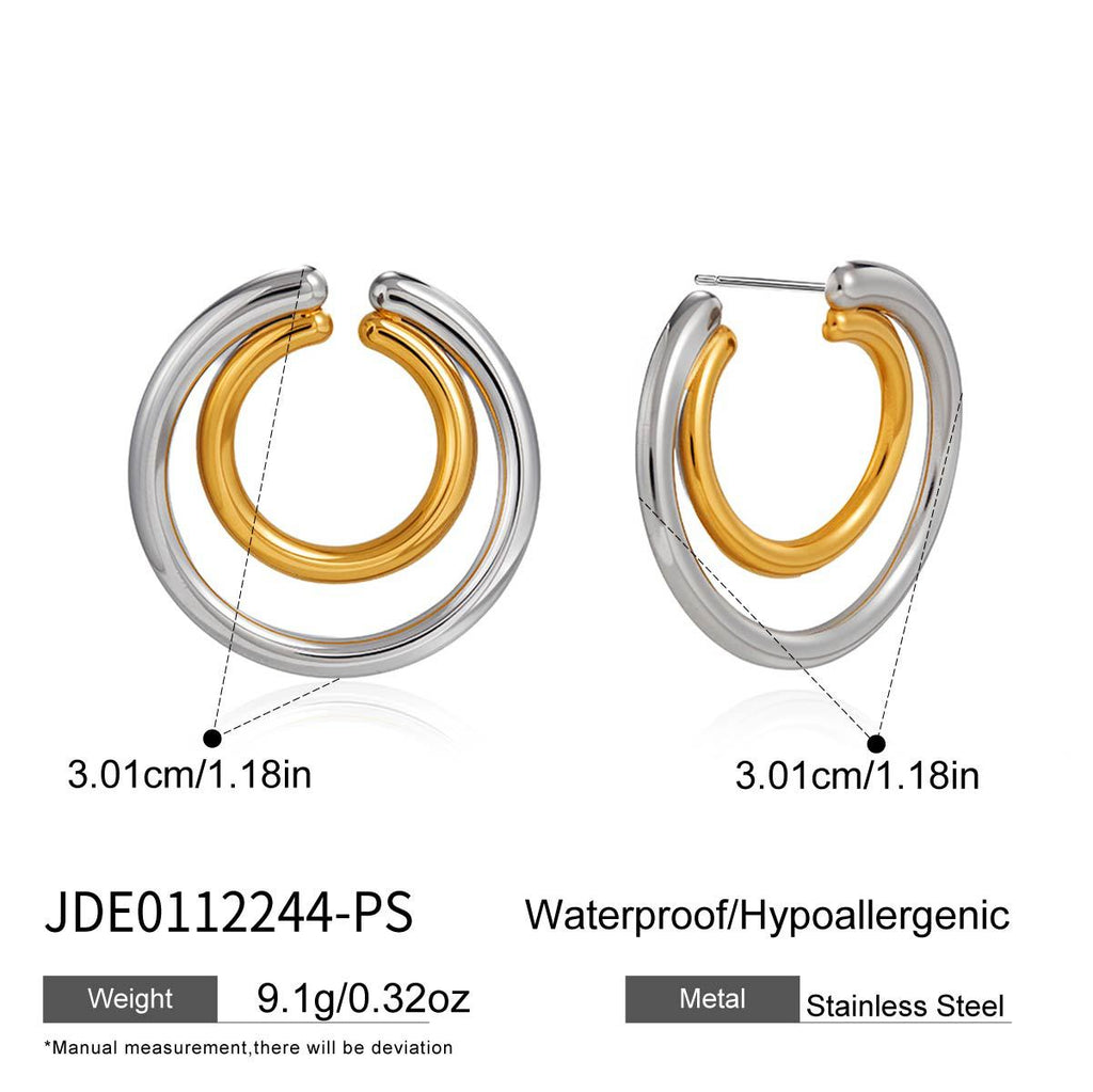 Double hoop earring dimension image showing 30.1 by 30.1 mm