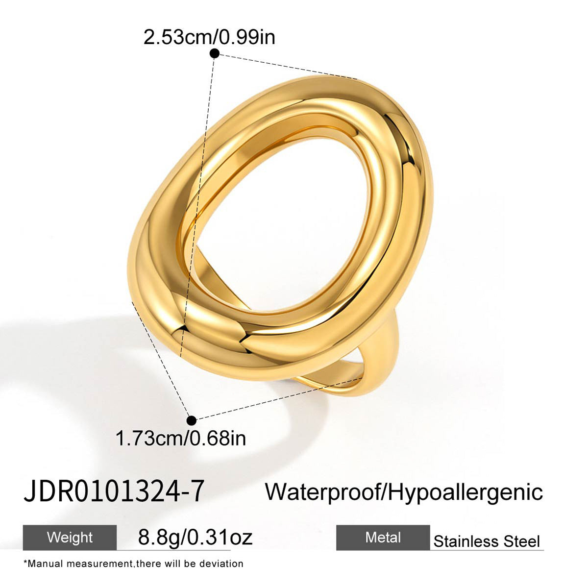 Gold-tone open oval face dimensions