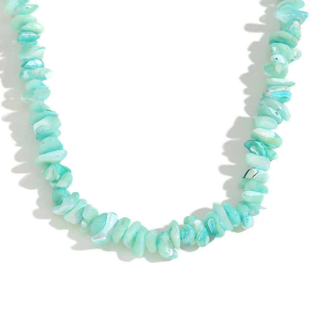 Pale blue-green chip strand shown close-up