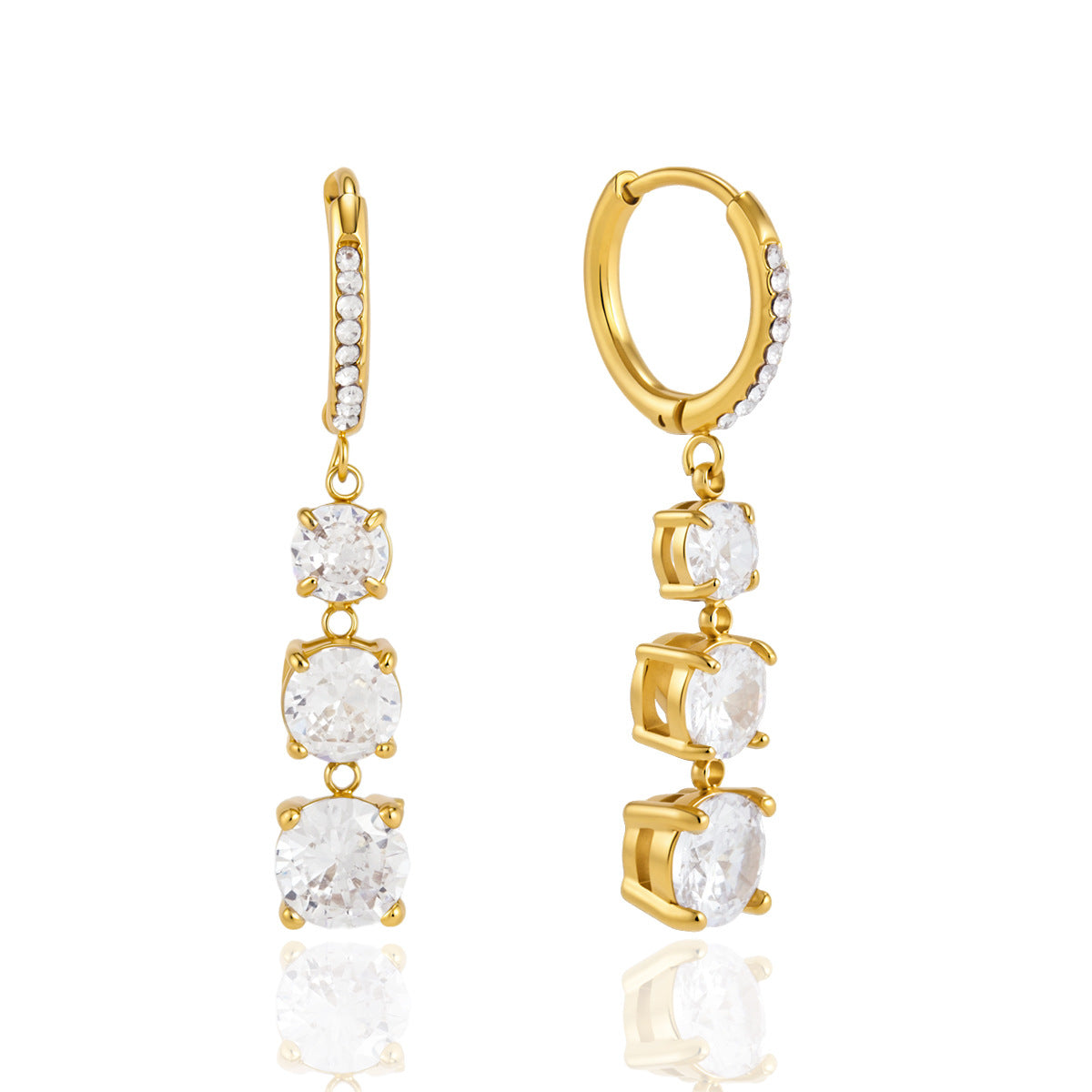 Three graduated stones suspended from stone-lined hoops