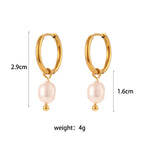 freshwater pearl hoop earrings with 29 mm length and 4 g listed weight