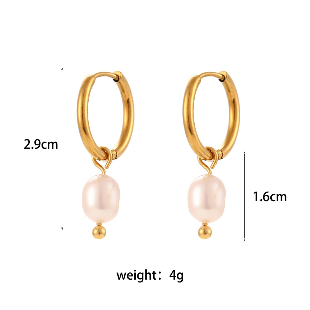 freshwater pearl hoop earrings with 29 mm length and 4 g listed weight