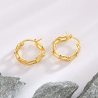gold plated 925 sterling silver pavé paperclip link hoop earrings — product image 3 of 9