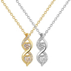 front view of gold and silver double twist pendant necklaces