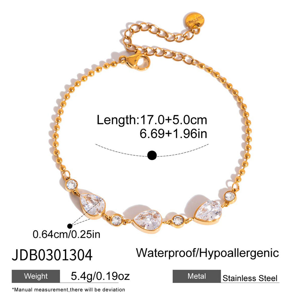 Spaced pear-shaped stone bracelet size guide