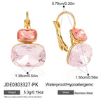 Two shades of pink in cushion drop earrings