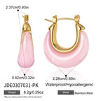 Pink marbled resin hoop frame and closure detail
