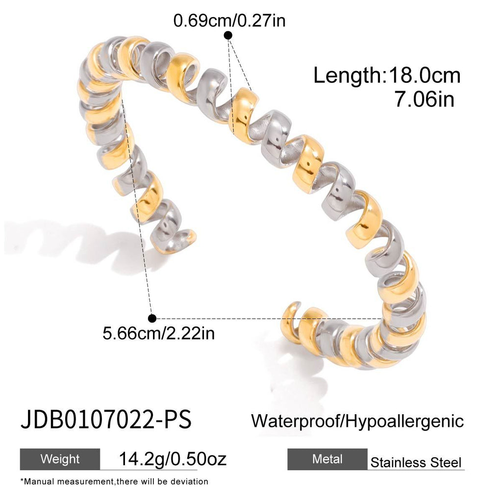 Two-tone cuff made of repeating curled elements