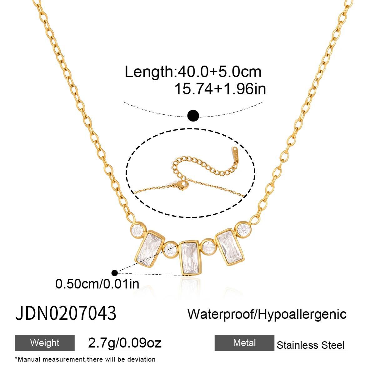 Fine chain with rectangular and round clear accents