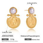 Gold Tone Coin Motif Stainless Steel Jewelry Collection — selectable styles and material reference