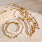 Gold Plated Pearl-Look Stainless Steel Bracelet Collection — wholesale view 3