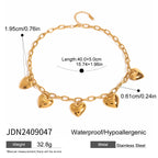 Gold-Tone Puffed Heart Stainless Steel Charm Necklace size and proportion reference