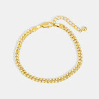 gold plated flat curb-link bracelet with lobster clasp
