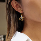 Gold-Tone Pearl-Look Floral Stainless Steel Stud Earrings styled product view