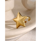 Heart and Star Stainless Steel Ring Collection close-up product view