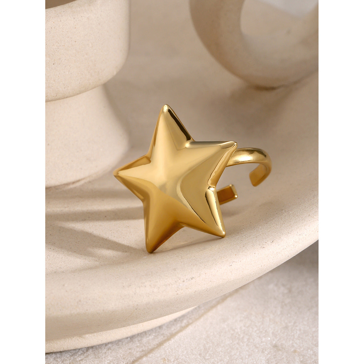 Heart and Star Stainless Steel Ring Collection close-up product view