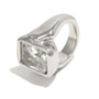 isolated silver finish rectangular clear-stone signet ring