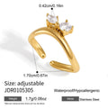 Slim open ring with two clear accents