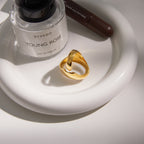 angled product view of oversized transparent oval ring