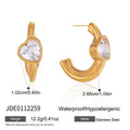 Heart hoop earrings with dimensions and stainless steel material label