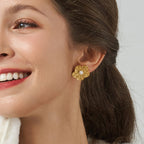 Gold Plated Stainless Steel Floral Stud Earring Collection – close-up view