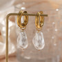 gold plated chunky hoop earrings with irregular imitation pearl drops