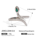 Wholesale Gold-Tone Stainless Steel Green Accent Open Ring Collection - alternate angle