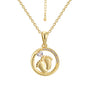 gold plated footprint pendant necklace with extension chain