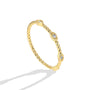 angled product view of three spaced stones on rope-twist ring