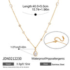 Clear teardrop pendant necklace size chart