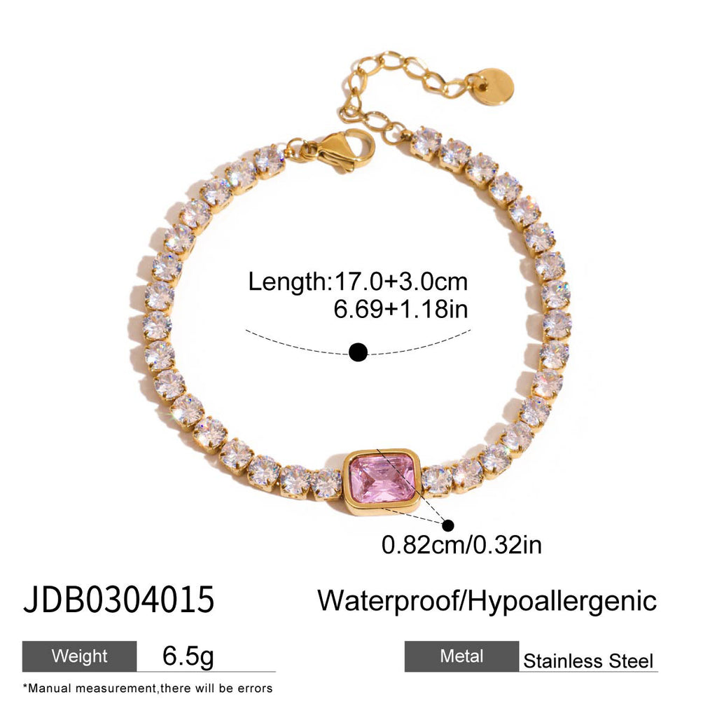 Pink-center clear tennis bracelet