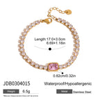 Pink-center clear tennis bracelet