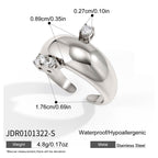 Silver tone stainless steel dome ring measurement diagram