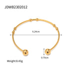 Gold plated ball-end open cuff dimensions