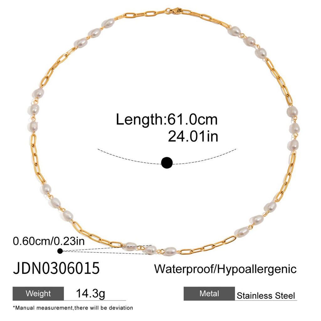 Pearl station necklace 61 cm length and chain width measurements