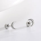 polished crescent moon studs with rounded silver ball backs