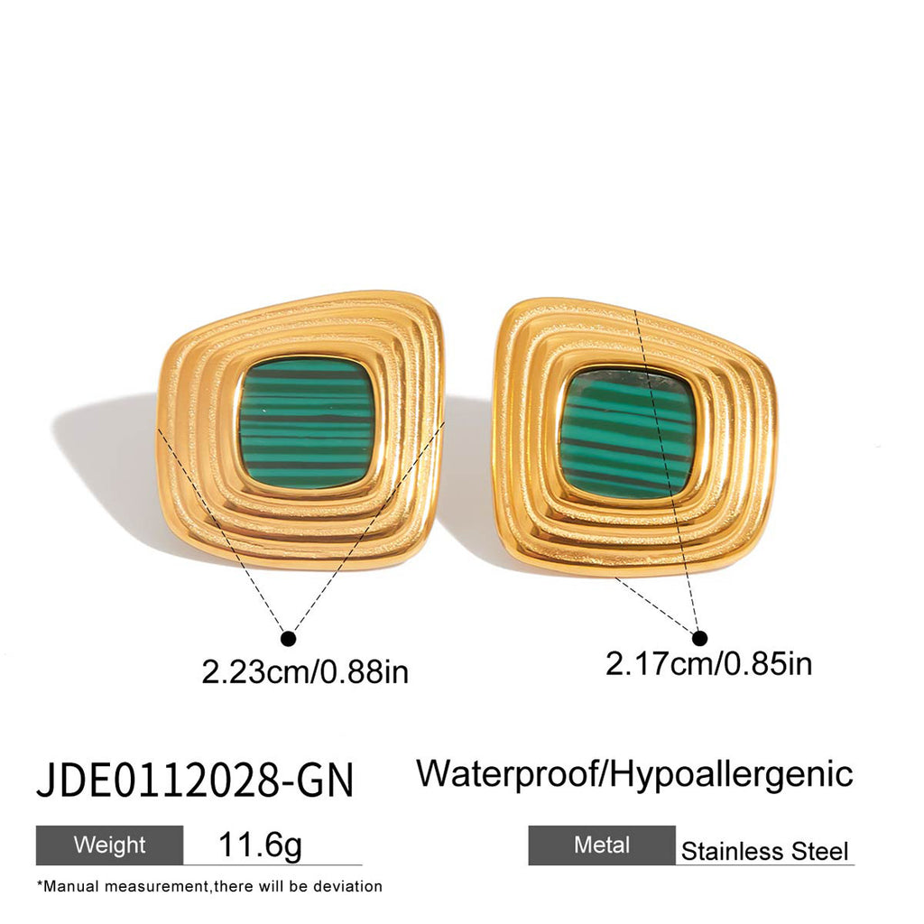 Wholesale Gold-Tone Stainless Steel Resin Square Stud Earrings in Three Colors - option overview